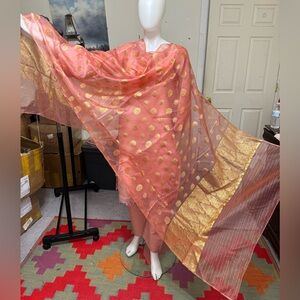 Pakistani organza jacquard dupatta/scarf/wrap